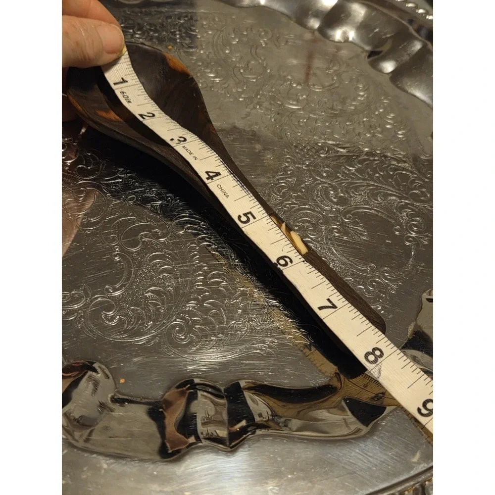OLIVE WOOD SALAD Fork Black & Cream Bone Inlay